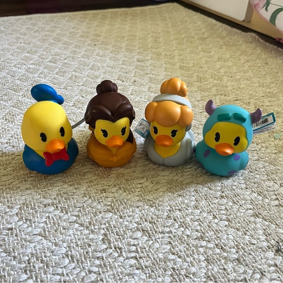 DISNEY/JEEP RUBBER DUCKS 3x3” (4) Cinderella/belle/donald/sulli - Picture 1 of 1